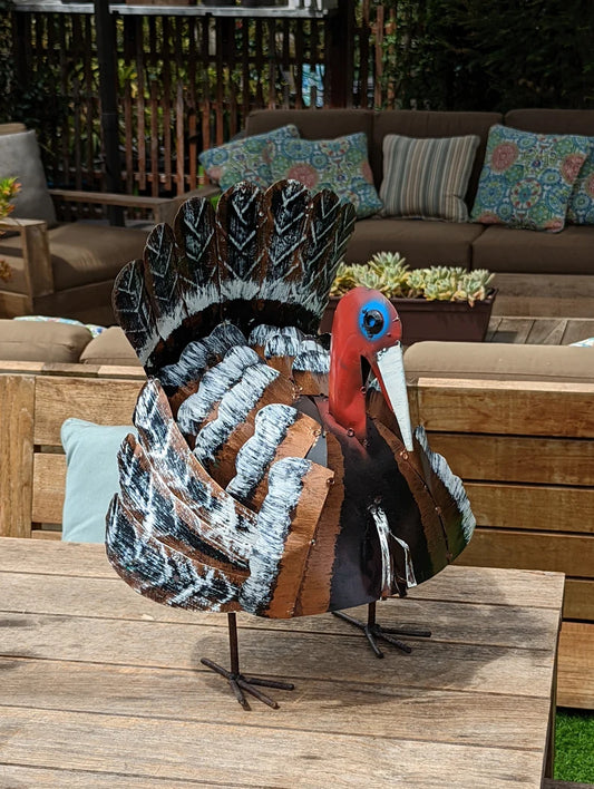 Thanksgiving Turkey Decorations Ship | Outdoor Garden Art or Table Home Decor Centerpiece, Metal Turkey Decor in 3 Sizes